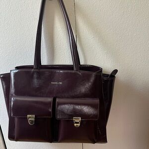Rachel Zoe Dark Purple Faux Leather Tote